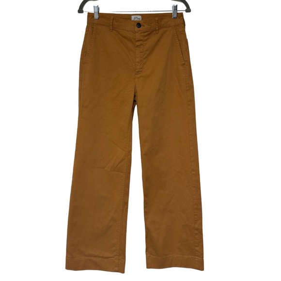 {J. Crew} "Full Length Wide Leg Chino Trouser in Burnt Caramel" Pants - Picture 1 of 7
